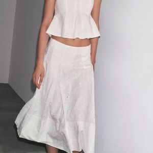 Zara White A-Line Skirt